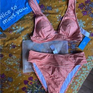 Cupshe bikini - gingham orange - medium - NWT